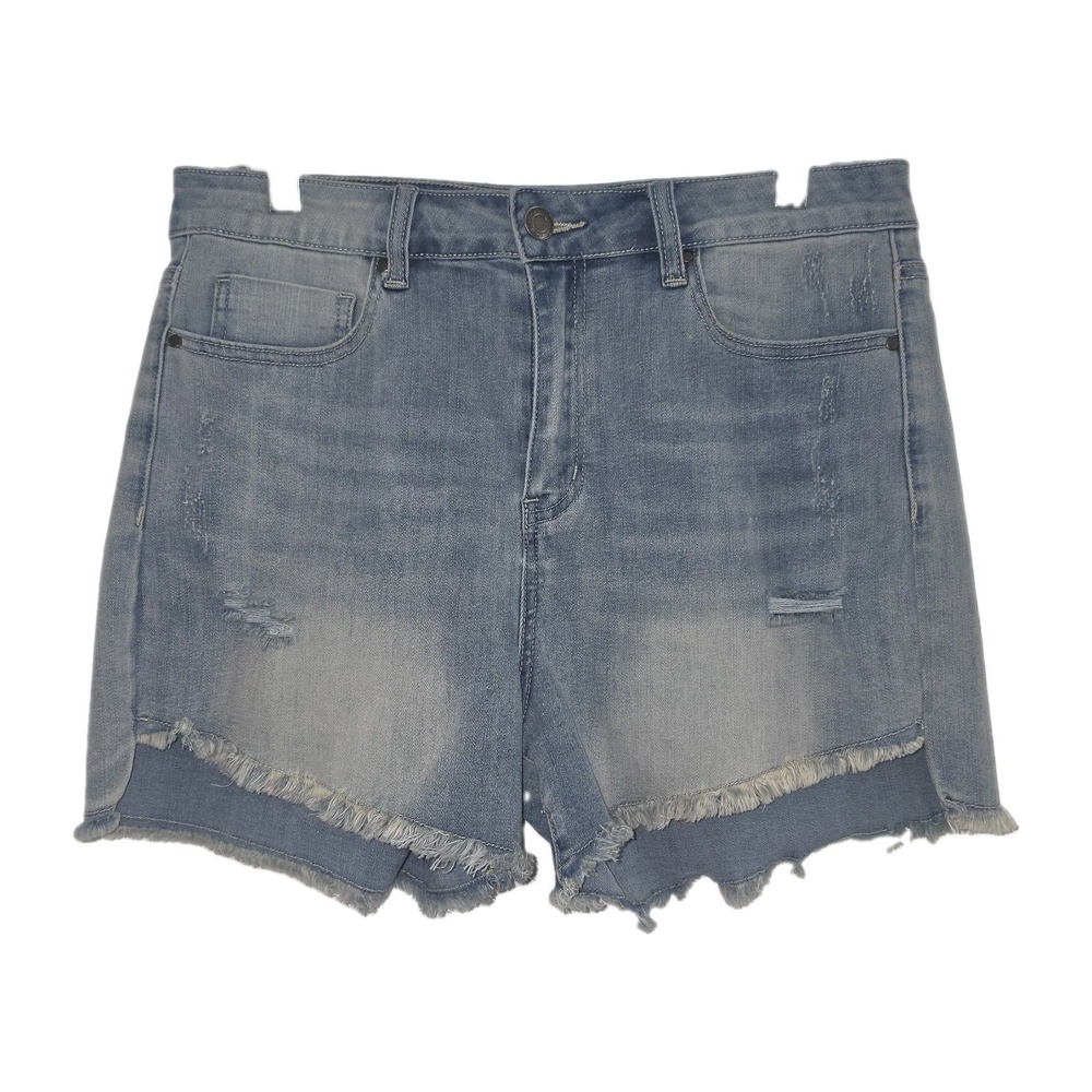 Grace And Lace Drop Hem Denim Shorts Light Mid-Wash Size 10
